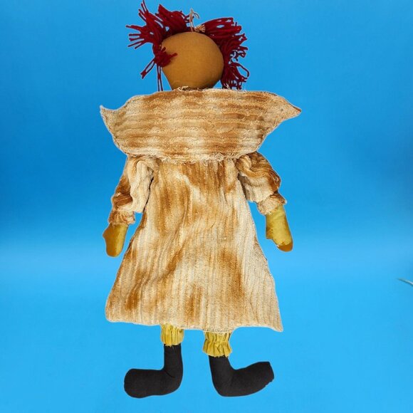 1990s Primitive Shabby Angel Rag Doll Red Yarn Hair Rustic Christmas Decor - Picture 8 of 10